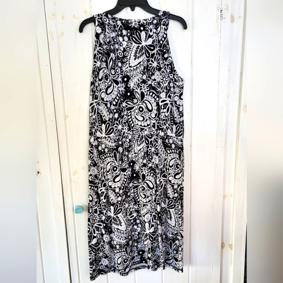 T By Talbots Sleeveless Tie Cinch Waist Midi Printed Dress Size LP - Picture 4 of 10